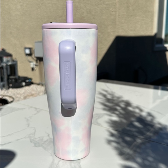 Pastel Tie-Dye Travel Mug with Handle - Purple Accents - Picture 3 of 11